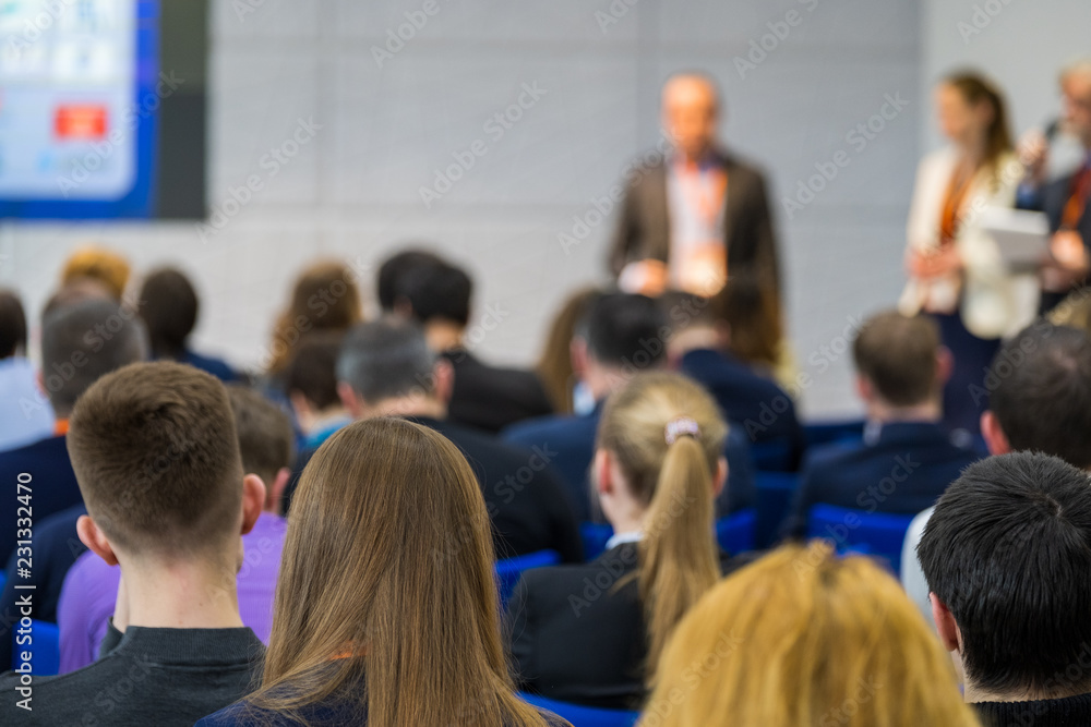 Fototapeta premium People attend business conference in the congress hall