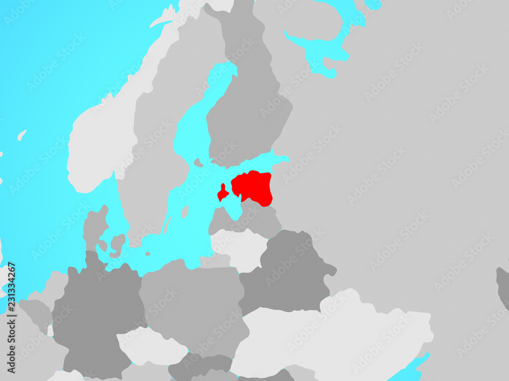 Estonia on blue political globe.