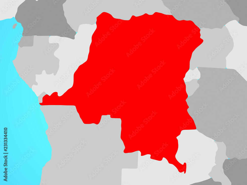 Dem Rep of Congo on blue political globe. Dem Rep of Congo on blue political globe.
