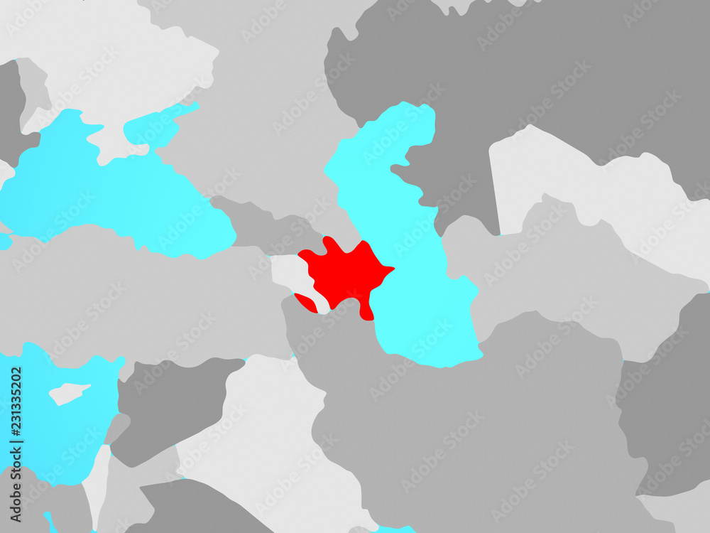 Azerbaijan on blue political globe.
