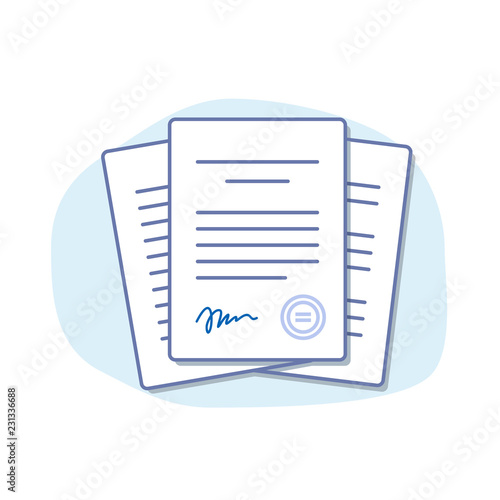 Office documents isolated. Financial papers. Stack of paperwork. Important papers. Business writing blank. Documentation vector.