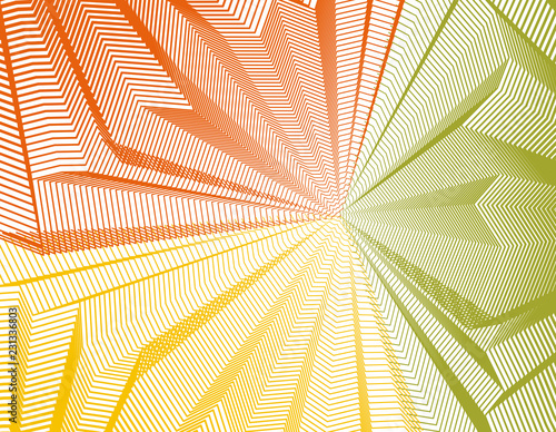 Vector surreal illusion art for design, line art 3d dimensional textured inner space, hallucinogen drug trip theme. Fantastic psychedelic trendy modern op art, optical dimensional illusion.