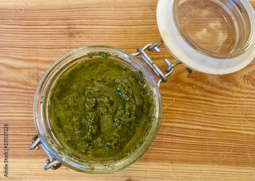 Fresh German wildgarlic pesto made with love in the spring