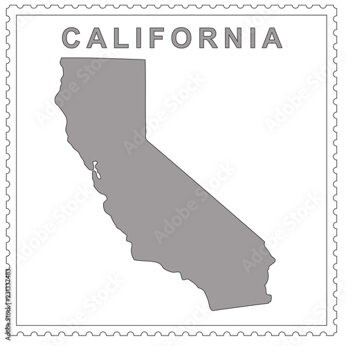 state map on the postage stamp vector photo