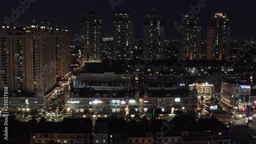 Wallpaper Mural JAKARTA, Indonesia - October 30, 2018: Beautiful aerial view of apartment buildings and Mall of Indonesia complex with night lights in Jakarta, Indonesia. Shot in 4k resolution Torontodigital.ca