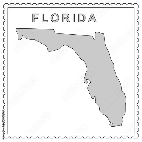 florida state map on the postage stamp vector