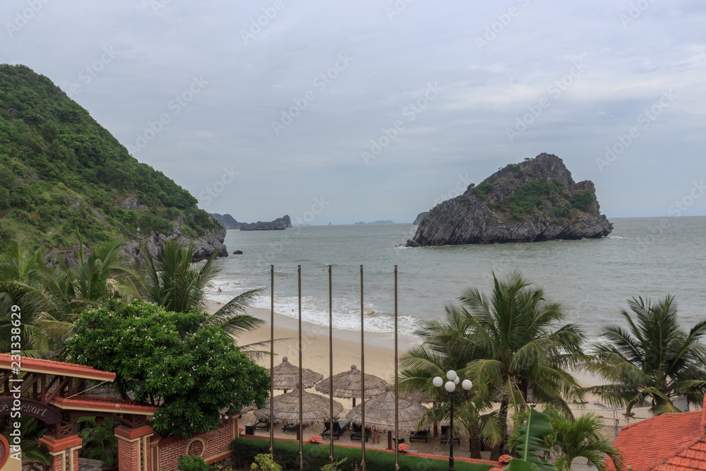 view over the bay in cat ba island, ha long bay, vietnam