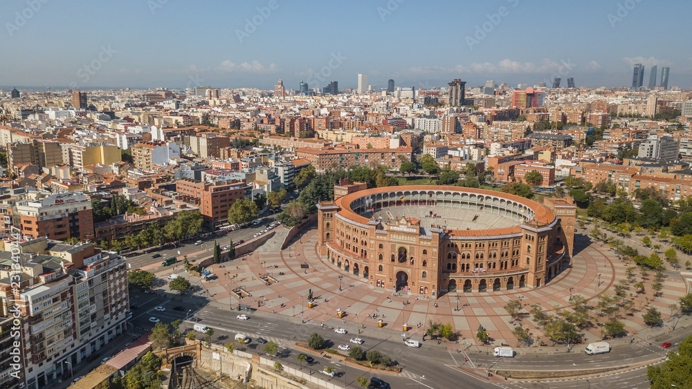 Aerial view of Plaza de Toros in Madrid