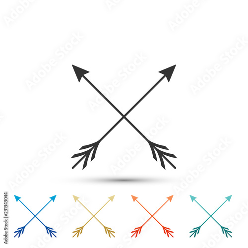 Crossed arrows icon isolated on white background. Set elements in colored icons. Flat design. Vector Illustration