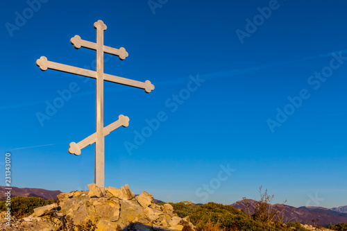 christian cross on the mount top