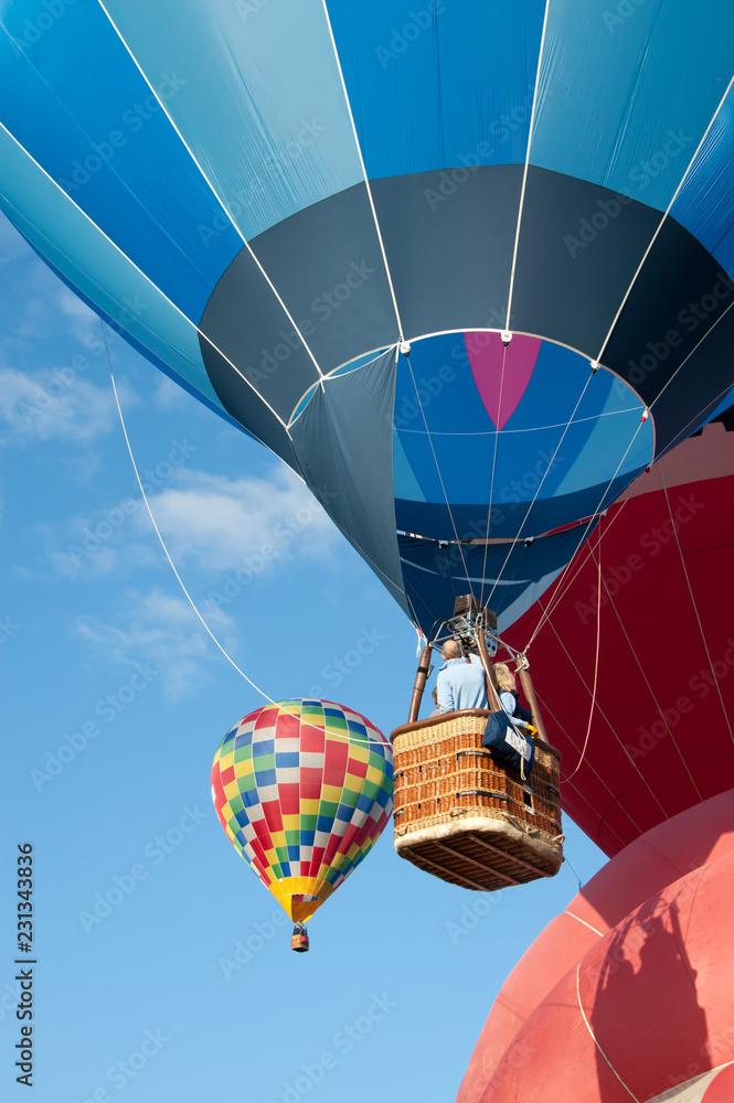 Obraz premium hot air balloons in the sky vertical