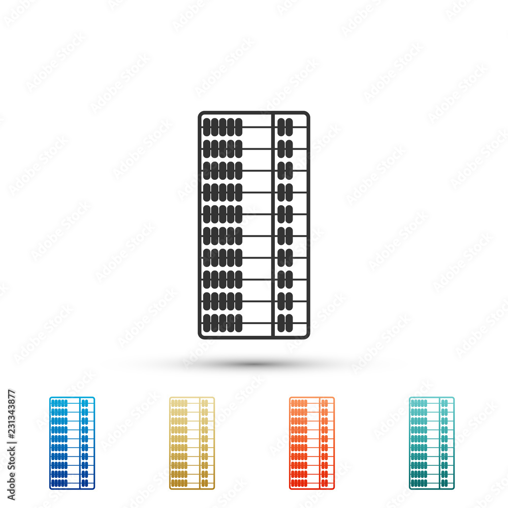 Abacus icon isolated on white background. Traditional counting frame. Education sign. Mathematics school. Set elements in colored icons. Flat design. Vector Illustration Abacus icon isolated on white background. Traditional counting frame. Education sign. Mathematics school. Set elements in colored icons. Flat design. Vector Illustration