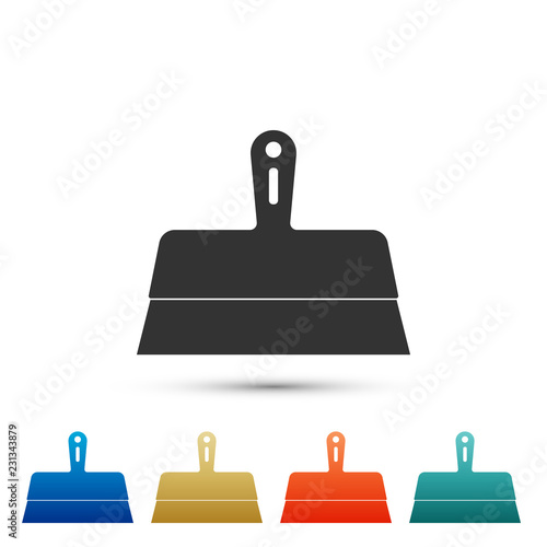 Putty knife icon isolated on white background. Spatula repair tool. Spackling or paint instruments. Set elements in colored icons. Flat design. Vector Illustration