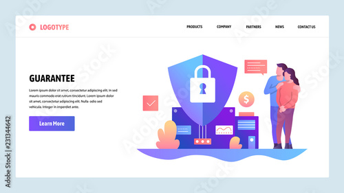Vector web site design template. Family budget and financial insurance. Guarantee and secure in future. Landing page concepts for website and mobile development. Modern flat illustration.