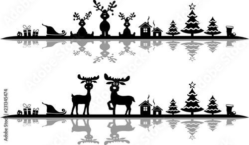 Silhouette Christmas Reindeers