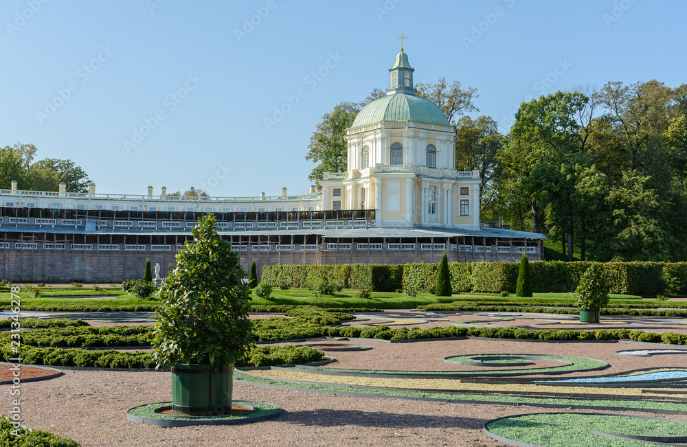 The palace and park ensemble Oranienbaum was founded by A. Menshikov. 