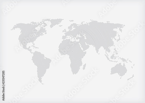 Wave world map vector isolated on white background. World map illustration in linear style. Communication network of the world, World map vector. Infographic design element