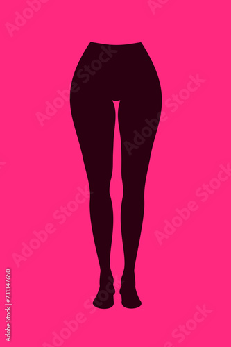Thigh gap - beautiful and attractive woman has gap between legs - slim and lean body. Vector illustration