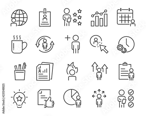 set of job seach icons ,such as work, career, traning, business, skill, meeting