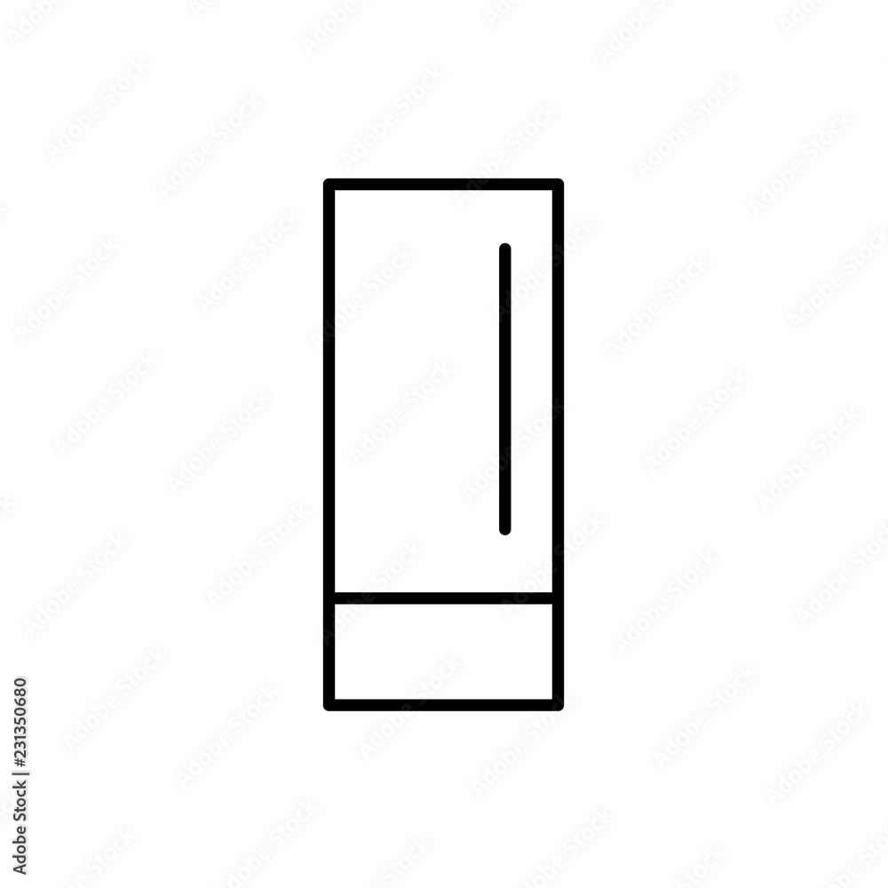 Black & white vector illustration of modern touch table lamp. Line icon of led desk light fixture. Home & office illumination. Isolated on white background Black & white vector illustration of modern touch table lamp. Line icon of led desk light fixture. Home & office illumination. Isolated on white background