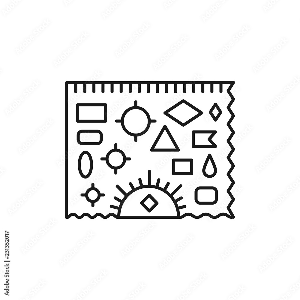 black white vector illustration of drafting template ruler with geometric shapes line icon of stencil for architect drafter engineer technical mechanical drawing tool isolated object stock vector adobe stock