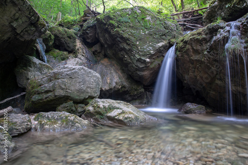 Two small waterfalls in the forest
