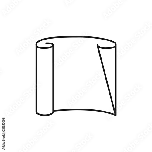 Black & white vector illustration of transparent tracing paper. Line icon of material for architect, drafter, engineer. Technical & mechanical drawing tool. Isolated object