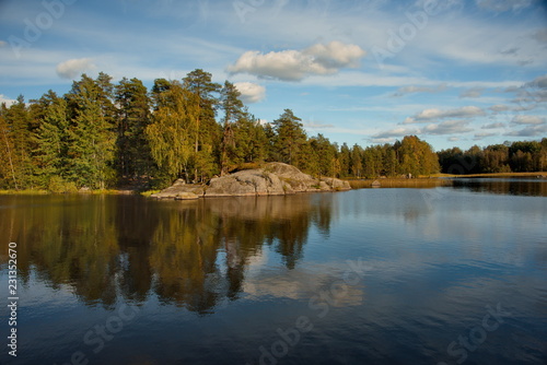 Russia. Karelia  Sunny day on the Vuoksa river