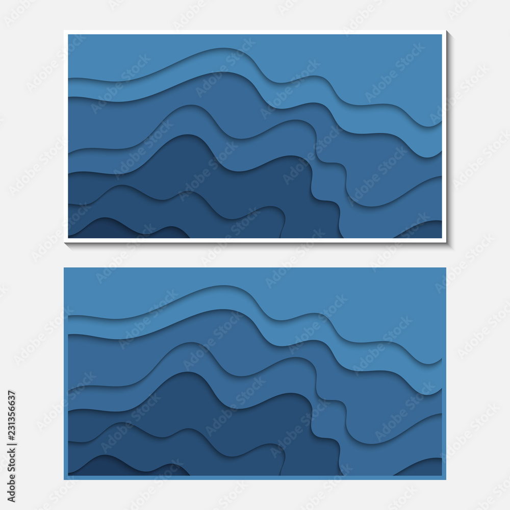 Banner with wavy lines. Abstract wavy paper cut background.