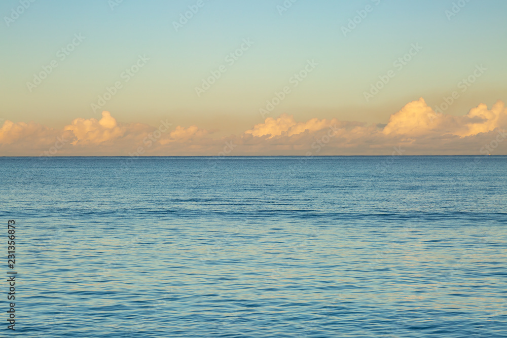 Looking out over the ocean off the coast of Barbados, at sunrise