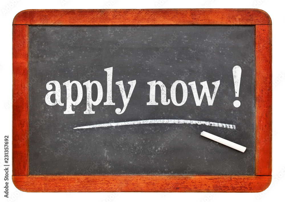 Obraz premium apply now - blackboard sign