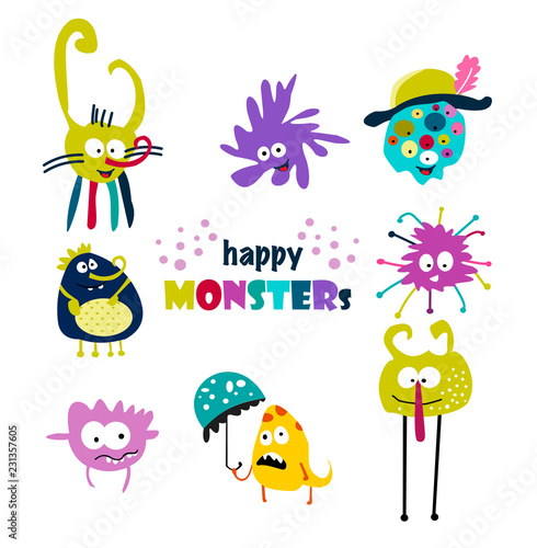 cute monsters. Set. illustration vector