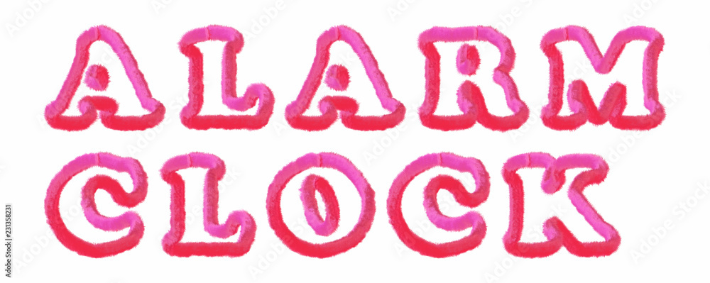 Alarm Clock - clear pink text written on white background Alarm Clock - clear pink text written on white background