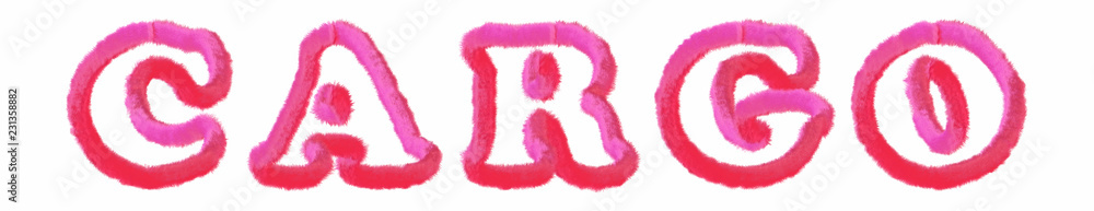 Cargo - clear pink text written on white background Cargo - clear pink text written on white background