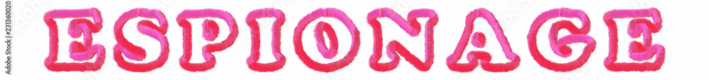 Espionage - clear pink text written on white background Espionage - clear pink text written on white background