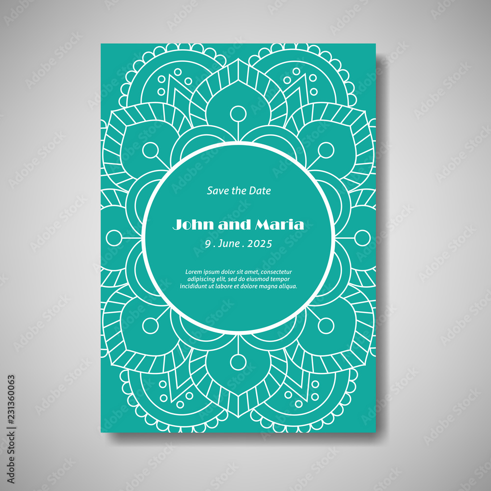 wedding invitation with mandala ornament