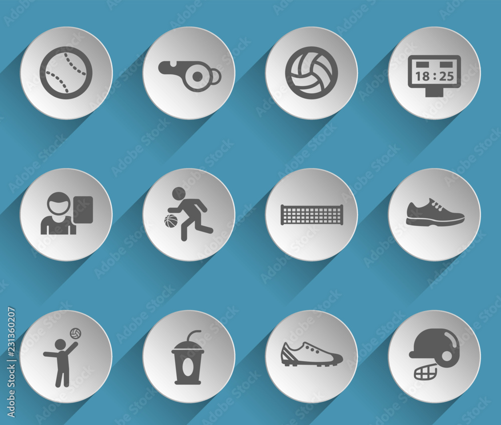sport web icons on light paper circles sport web icons on light paper circles