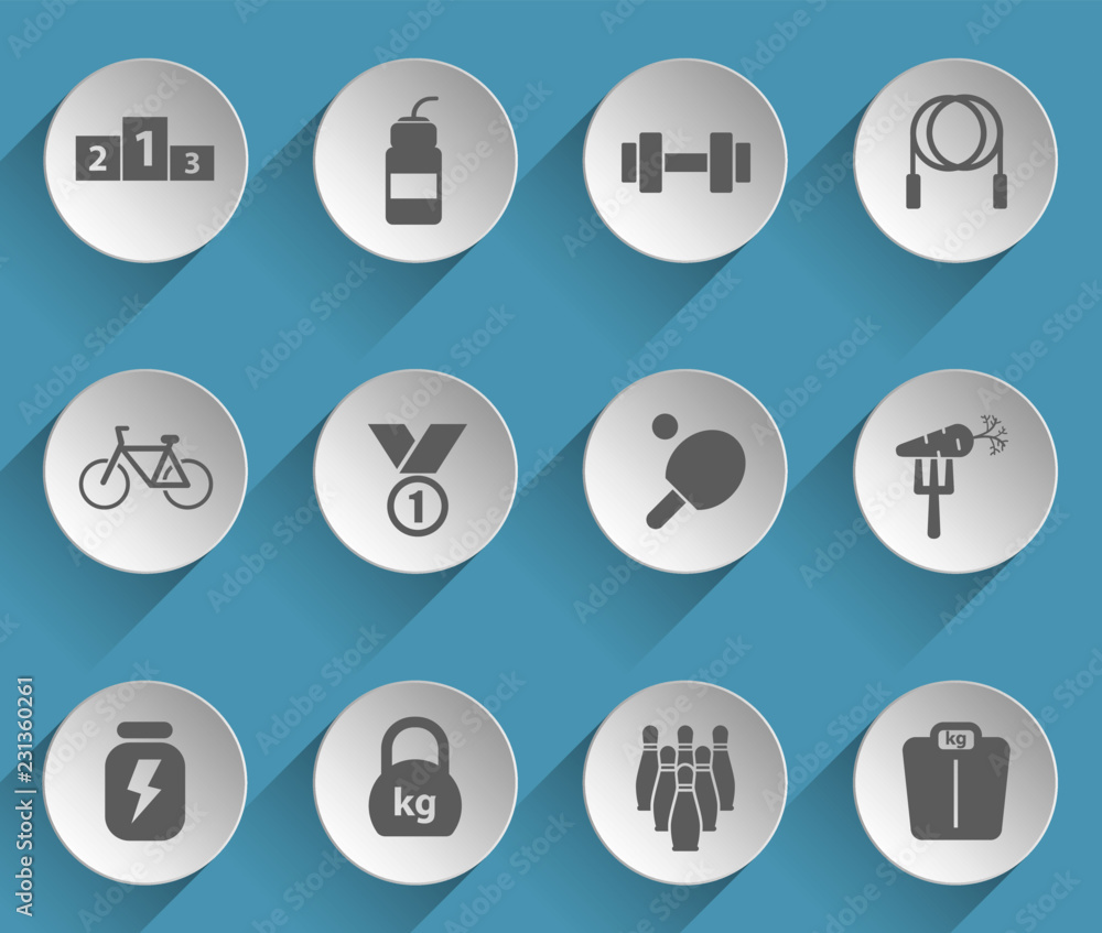 sport web icons on light paper circles sport web icons on light paper circles