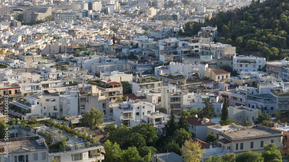 City streets of Athens, Greece, seen from above