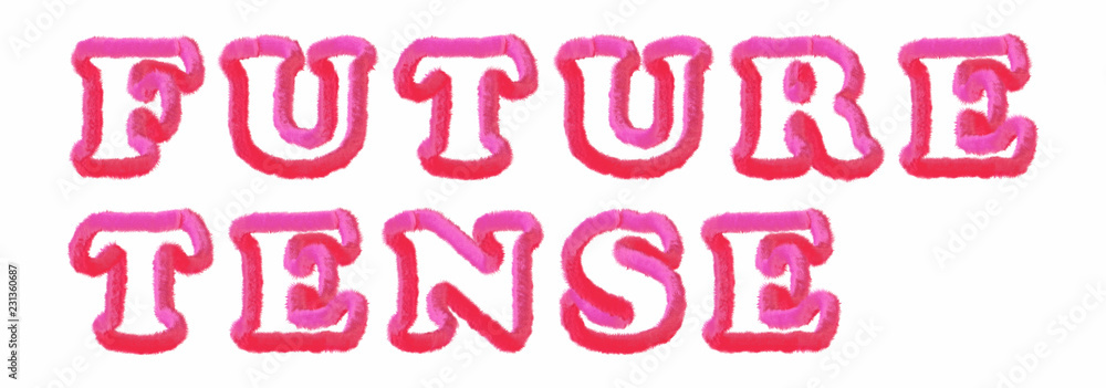 Future Tense - clear pink text written on white background Future Tense - clear pink text written on white background