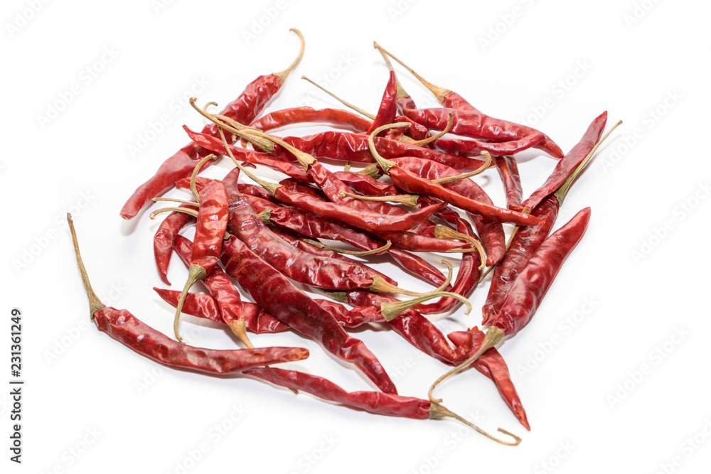 dried chilli on white background dried chilli on white background