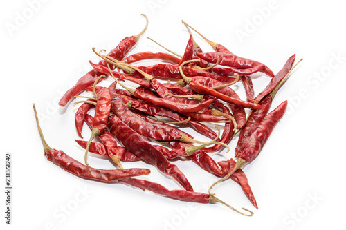 dried chilli on white background