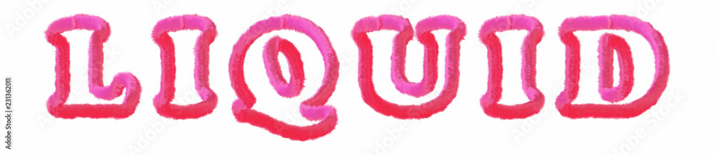 Liquid - clear pink text written on white background Liquid - clear pink text written on white background