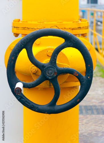 Large manual handwheel on a valve photo