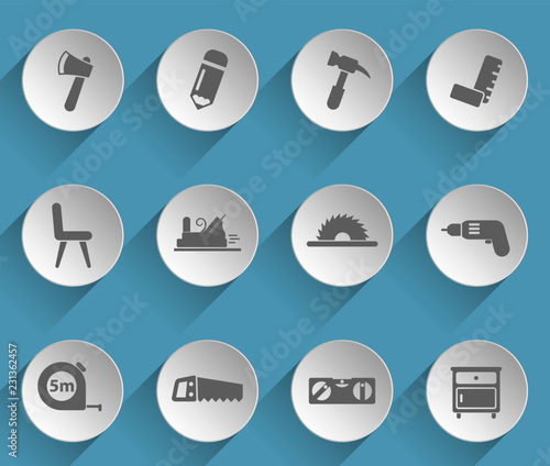 joinery web icons on light paper circles