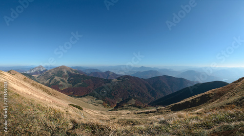 Panorama in The Vratna valley. Autumn foto in sunny day.