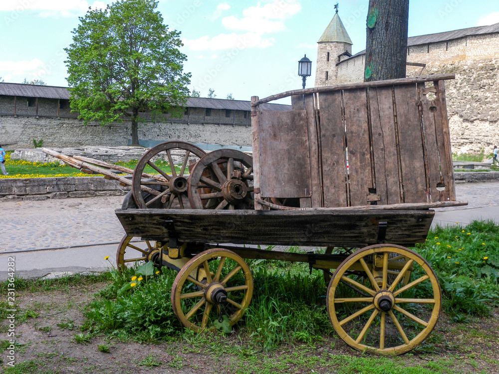The City Of Pskov. Wagon loaded on her sleigh