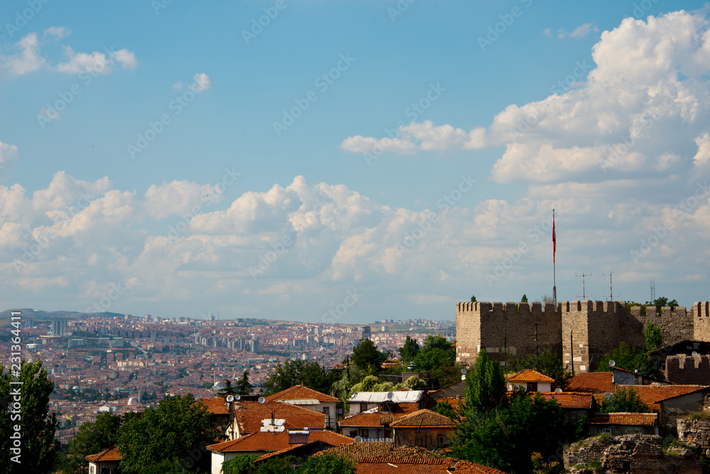 cityscape of turkish capital ankara, seen from ancient ankara castle