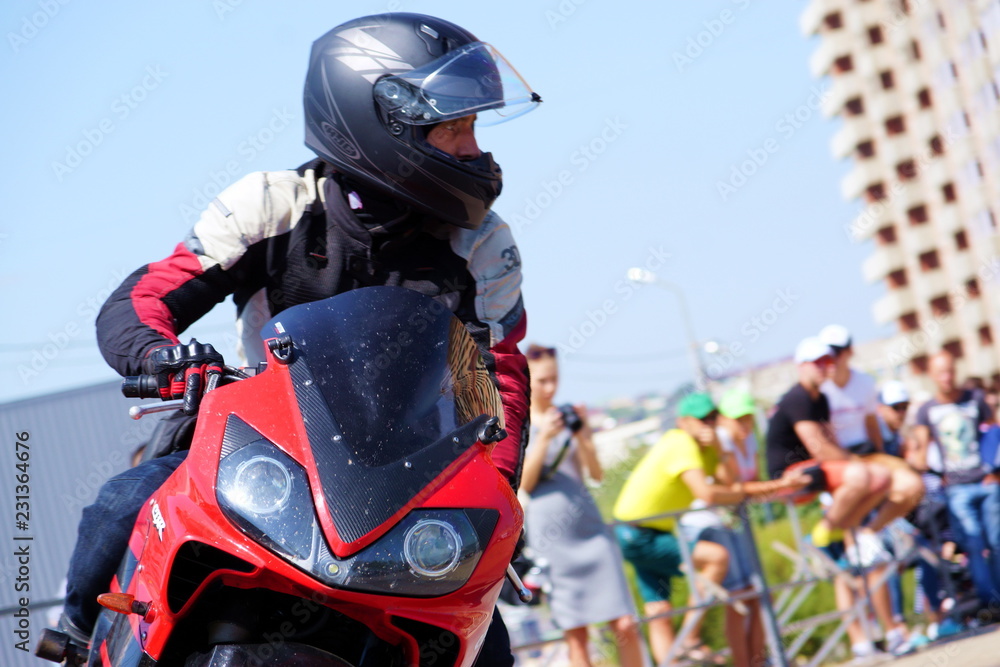 motorcyclist in helmet