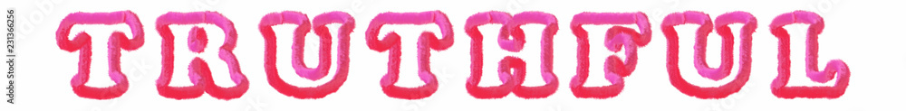Truthful - clear pink text written on white background Truthful - clear pink text written on white background